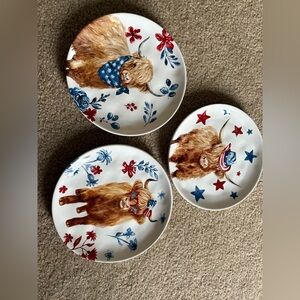 Highland Cow Decorative Plate Set -NWT Hobby Lobby